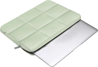 MOSISO 13-14 inch Laptop Case, 13.3 inch Puffy Laptop Sleeve Compatible with MacBook Air 13 13.3 13.6/Pro 13/14, HP, Dell, ASUS, Lenovo, Rectangle Quilted Puffer Computer Bag for Women, Sage Green