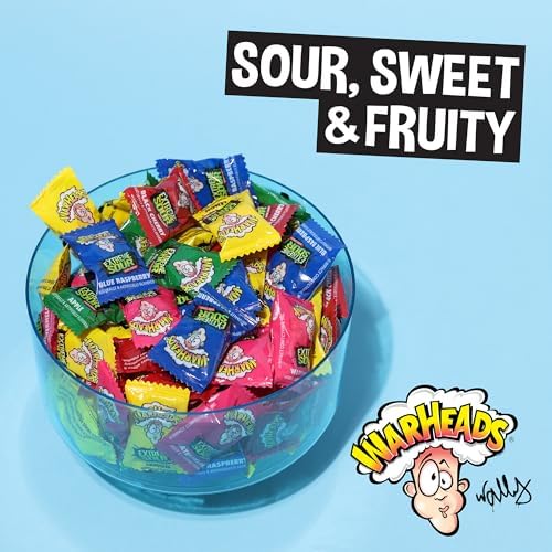 WARHEADS - Extreme Sour Hard Candy - Sour Apple, Black Cherry, Blue Raspberry, Lemon & Watermelon Flavors, Great For Parades - 2 lb. Bulk Bag