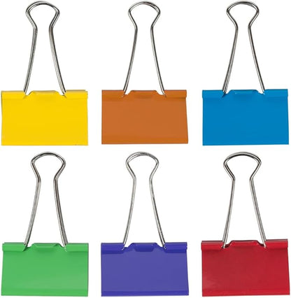 JAM PAPER Colorful Binder Clips Assortment - Large - 1 1/2 Inch (41 mm) - Assorted Rainbow Colors - 72 Binderclips/Pack