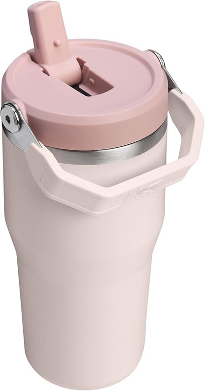STANLEY IceFlow 2.0 Flip Straw Tumbler with Handle 20 oz | Twist On Lid and Flip Up Straw | Leak Resistant Water Bottle | Insulated Stainless Steel | BPA-Free | Rose Quartz