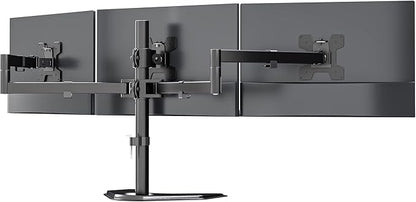 WALI Triple Monitor Stand, Free Standing Three LCD Monitor Fully Adjustable Desk Mount Fits 3 Screens up to 27 inch, 22 lbs Weight Capacity per Arm (MF003), Black