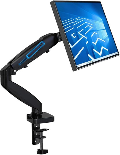 Single Monitor Arm Mount for 13-32 Inch Screens - Gas Spring Adjustable Stand with VESA 75x75/100x100, Clamp & Grommet Base, Holds Up to 20 lbs LCD Computer Monitors, Ergonomic Desk Mount