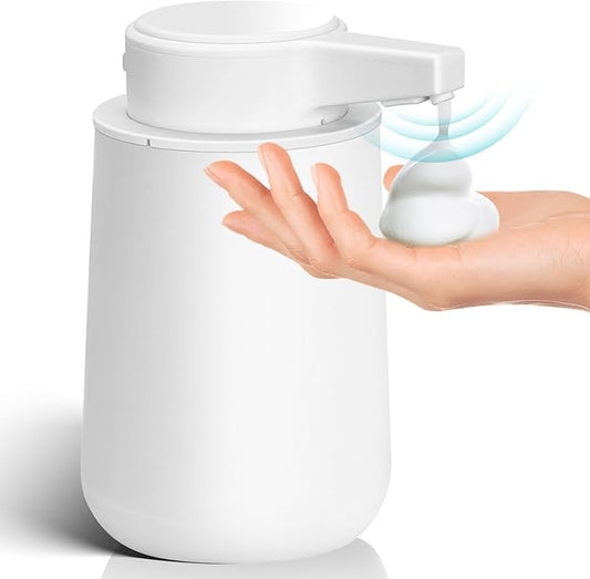 Automatic Soap Dispenser Foaming Touchless: 9oz Plastic White Modern Rechargeable Electric Auto Foam Soap Dispenser - Bathroom Kitchen Hand Dish Lotion