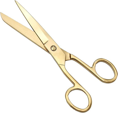 NatSumeBasics 7" Gold Scissors Craft Tailor Fabric Brass Scissors All Purpose Stainless Steel Professional Dressmaker Shears for Desk School Office Home (Gold)