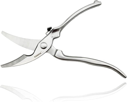 TONMA Poultry Shears Heavy Duty [Made in Japan] 10" Japanese Kitchen Scissors Restaurant Grade Stainless Steel Kitchen Shears All Purpose for Spatchcock Turkey, Butterflied Chicken, Crab, Seafood
