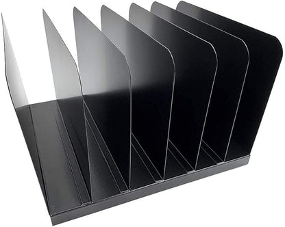 Huron Desktop File Binder Organizer Storage Vertical 6 Slot, Black Commercial Grade Steel