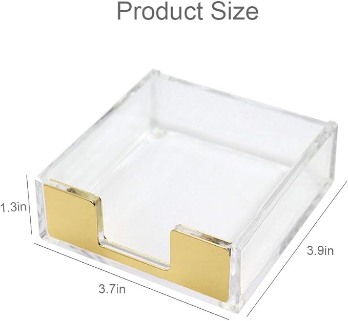 MultiBey Clear Acrylic Desktop Set Self-Stick Note Holders & Staple Removers Tool Memo Pad Holder Dispenser Office School Supplies (Gold)