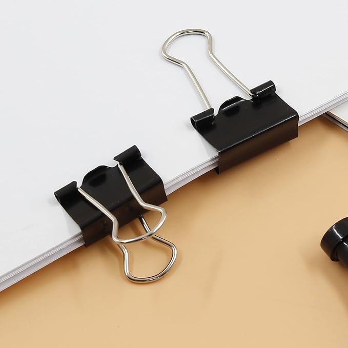 40 Pack Small Binder Clips - 3/4 Inch / 19mm Black Metal Paper Clamps for Office, School, Home, DIY, Business - File Clips, Teacher Supplies