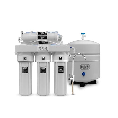 BLACK+DECKER RO 75 Under Sink Water Filter, Alkaline 6-Stage Filtration System, pH+ Remineralization RO Water Filter System,Reduces PFAS, PFOS, Microplastics, NSF/ANSI 58 Certified