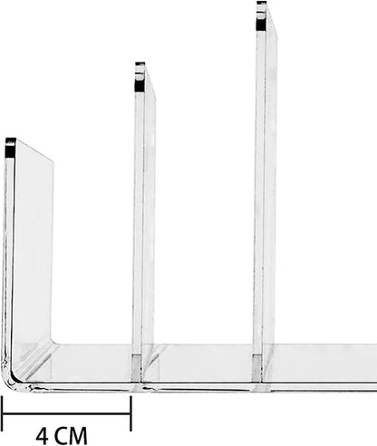 Acrylic Desk File Organizer 2 Pack, 4 Section Letter Organizer, Clear Folder Holder, Desktop File Holder for Document, Notebook and Newspaper, Clear Desk Storage Rack for Home and Office Use