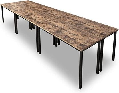 Bonzy Home Conference Tables 12ft Office Computer Desk for Meeting Room Study Writing Printer Table Save Space Design for 14 People Rustic Vintage Brown 6PCS 141.6"x47.2"x29.5",Brown