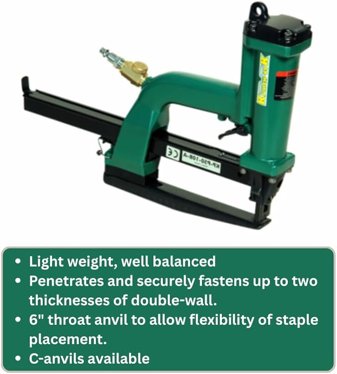 KP-P50-10B-A 1/2" Crown Pneumatic Plier Stapler for SB103020 Series Staples with 3/8", 1/2" or 5/8" Leg Staples, Ideal for Trays & Lids, End Caps, Header & Bags, Container Inserts
