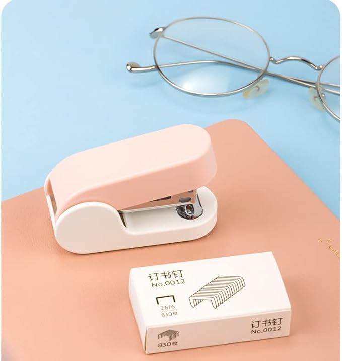 Pink Color Mini Stapler with 830 Staples,20 Sheet Office Desktop Stapler,Small Cute Compact Travel Size Stapler for Students & Office (Pink)