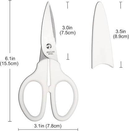 6in Multipurpose Scissors, Comfort Grip, Stainless Steel Sharp Basic Shears for Office Home Household Kitchen School Craft Supplies w/Protective Cover