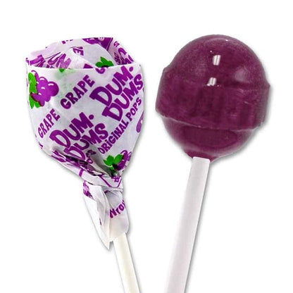 Dum Dums Grape Lollipops - Bulk Candy Box with Lollipops Individually Wrapped, Single Flavor Gourmet Suckers - 50 Count