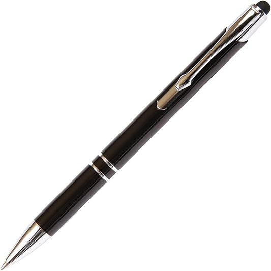 Black JJ Ballpoint Pen with Stylus - Black Ink Refill, Medium Tip Point