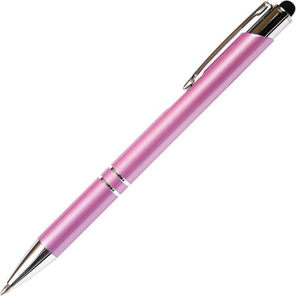 Pink JJ Ballpoint Pen with Stylus - Black Ink Refill, Medium Tip Point