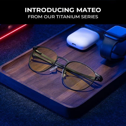 Gunnar - Premium Gaming and Computer Glasses - Blocks 65% Blue Light - Mateo, Onyx, Amber Tint