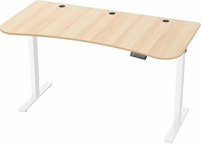 VIVO Electric 63 x 32 in Standing Desk, Memory Height Adjustment, 1B Series, Light Wood Top White Frame, DESK-KIT-1W1C
