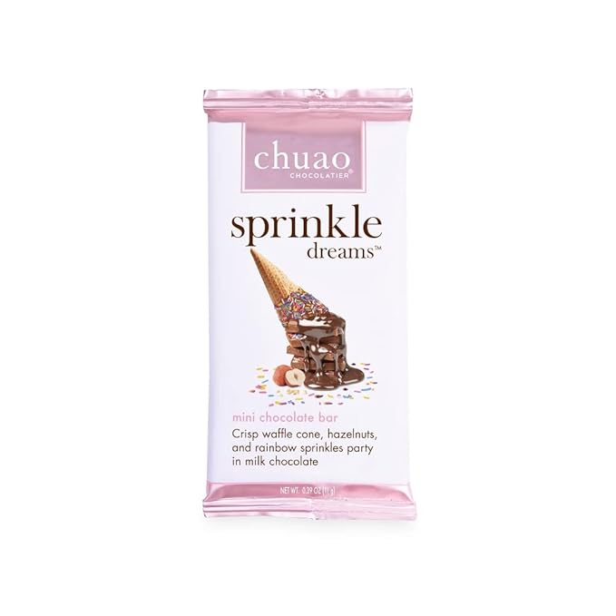 Chuao Chocolatier Sprinkle Dreams Milk Chocolate Mini Bars | Gourmet Artisan No Preservatives | For Gift Baskets, Christmas, Gifts for Women, Men, Birthday, Thank You, Care Package | 24 Pack