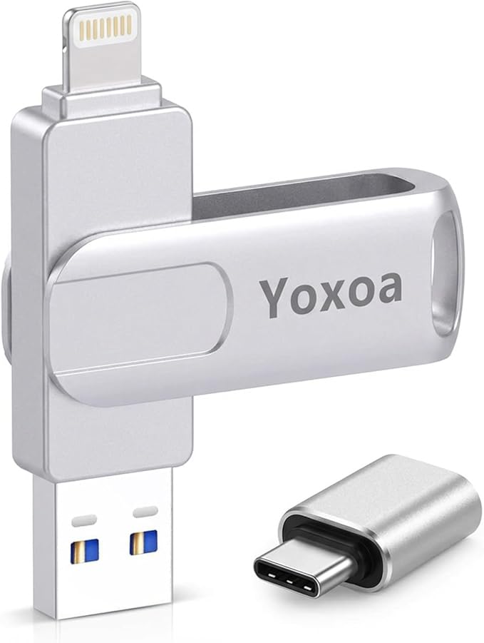 MFi Certified 512GB Flash Drive for iPhone & iPad, High-Speed Photo Stick for External Memory Storage, Backup & Transfer Files, USB Stick for iPhone/iPad/iOS/Android/PC (Available Space: ~484GB)Silver