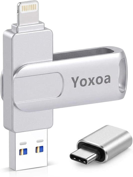 MFi Certified 512GB Flash Drive for iPhone & iPad, High-Speed Photo Stick for External Memory Storage, Backup & Transfer Files, USB Stick for iPhone/iPad/iOS/Android/PC (Available Space: ~484GB)Silver