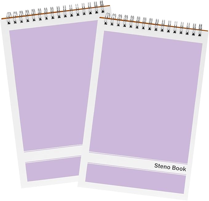 Steno Pads – 6x9 Inches 80 Sheets Steno Notebooks for Writing Notes in School, University, College & Office (2PCS Purple)
