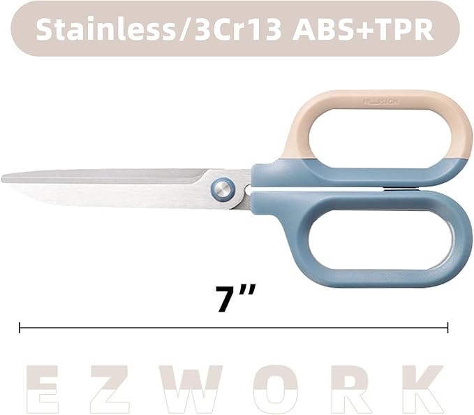 Multipurpose Scissors, Comfort-Grip Handles Sharp Scissors for Office Home School Craft Sewing Fabric Supplies (7", Blue-1)