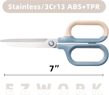 Multipurpose Scissors, Comfort-Grip Handles Sharp Scissors for Office Home School Craft Sewing Fabric Supplies (7", Blue-1)