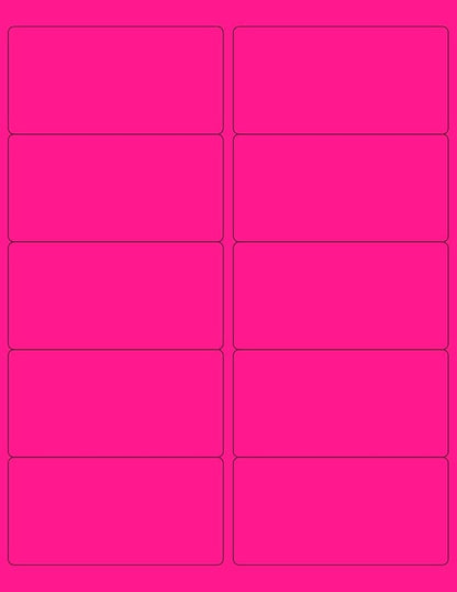8-1/2 x 11" Neon Color High Light Fluorescent Labels for Laser & Inkjet Printer (Pink Fluorescent, 4 x 2" - 10 Per Page | 500 Labels)