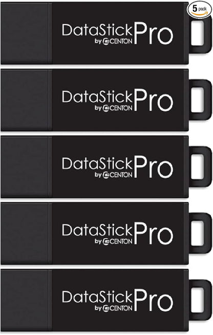 Centon Electronics MP Valuepack USB 3.2 Gen1 DataStick Pro Flash Drive, 16 GB, 5 USB Flash Drives, 5 Pack, Black