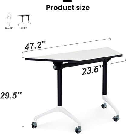 Folding Conference Table,Modular Office Conference Room Tables,Flip Top Mobile Meeting Table Conference Training RoomTable,Modern Rolling Seminar Business Table for Office Meeting Room(8)