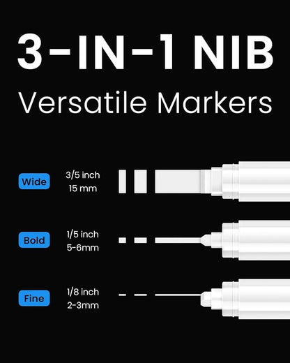 White Poster Markers Jumbo Paint Pen: 5 pcs 15mm Wide Tip Thick Acrylic Paint Pen Large Graffiti Markers for Rock Painting, Stone, Sign, Canvas, Glass, Wood, Ceramic