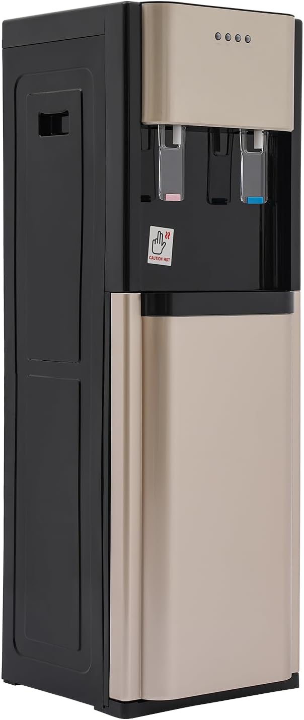 Water Cooler Dispenser for 5 Gallon Bottle, 620W Bottom Loading Water Dispenser, Water Dispenser with Heating Cooling Functions, Floor Standing Water Cooler for Home, Office, Living Room (Gold)