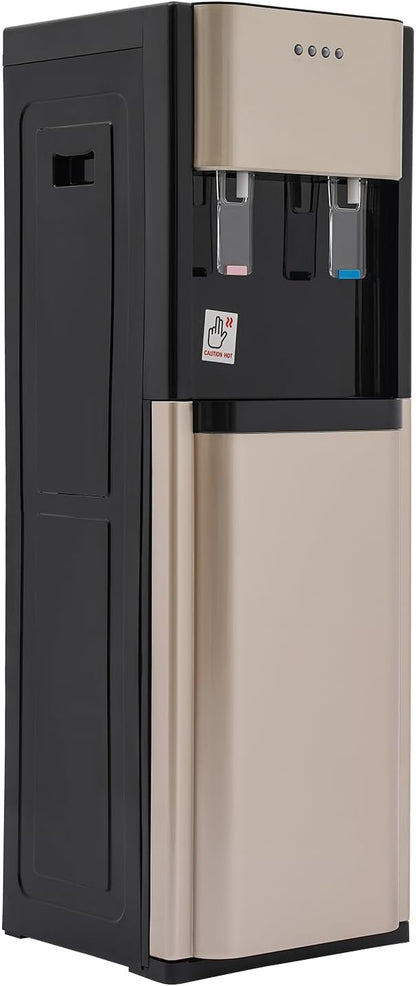 Water Cooler Dispenser for 5 Gallon Bottle, 620W Bottom Loading Water Dispenser, Water Dispenser with Heating Cooling Functions, Floor Standing Water Cooler for Home, Office, Living Room (Gold)