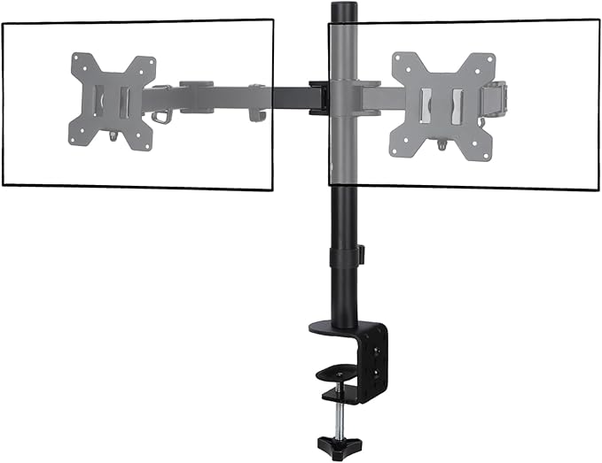 Dual Monitor Mount, Heavy Duty Adjustable Double Arm Desk Stand for 13-27” Screens, Monitor Arm Desk Mount Holds Up to 22lbs with C Clamp/Grommet Base