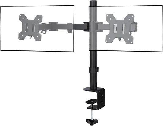Dual Monitor Mount, Heavy Duty Adjustable Double Arm Desk Stand for 13-27” Screens, Monitor Arm Desk Mount Holds Up to 22lbs with C Clamp/Grommet Base