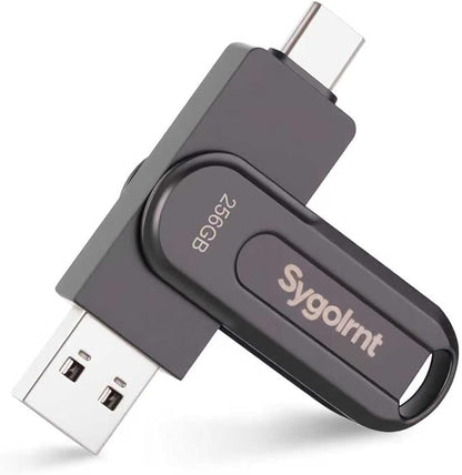 256GB USB Flash Drive, 3.0 - USB C & USB A 2-in-1 Memory Stick, Jump Drive with Keychain, Storage Photos Thumb Drives for iPhone 17/16/15, Android Phones, Laptops, Mac, iPad, Desktops, Tablet