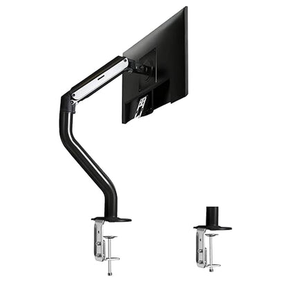 Lyngins Single Monitor Desk for Stand Up to 27 lbs Monitor Wall, Stand for Desk for 15 to 27 Inch Screens Computer, VESA Mounting Holes 75 and 100mm, Black