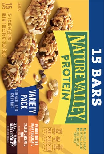 Nature Valley Protein Granola Bars, Snack Variety Pack, Chewy Bars, 15 ct, 21.3 OZ (Pack of 2)