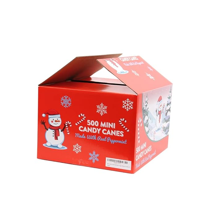 LA Signature Mini Candy Canes with Real Peppermint, Red & White, 500 Count (Pack of 1)