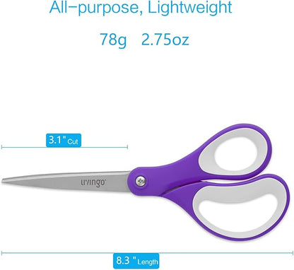 LIVINGO Sharp Scissors Bulk - 8” Scissors Set Pack of 36, Comfort Grip Shears All Purpose Cutting Paper Fabric Sewing for Home Office Middle High School Teacher Student Classroom Crafts Supplies