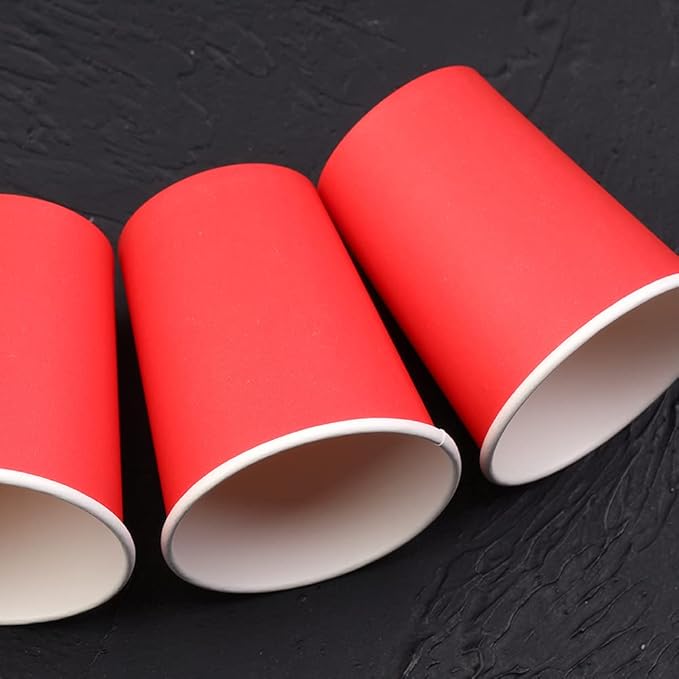 Paper Cups 8 oz 50 Pack, Disposable Paper Coffee Cups for Hot or Cold Beverage Drinking for Party, Picnic, BBQ, Travel, and Event -Red