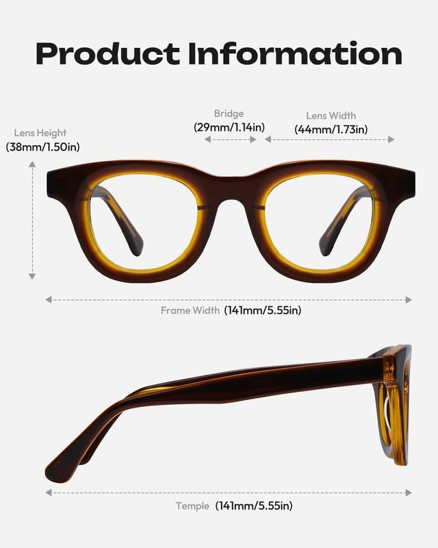 Blue Light Blocking Glasses - Anti Glare & Eyestrain, 99% Filter, Lightweight Acetate Frame for Gaming/Office/Reading