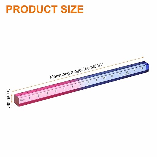 HARFINGTON Acrylic Clear Straight Rulers 15cm Metric Transparent Gradient Three-Dimensional Plastic Ruler Square Cube Measuring Tool for Classroom Office, Blue-Pink