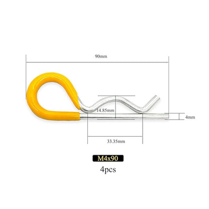 4Pcs Heavy Duty Hitch Pins Clip R Clips Spring Retaining Wire Hair Pins Cotter Pin Strong Spring Rubber-Coated Grip R Clip for Trailer Tractors Mower Carts Truck Pin Clip M4x90mm