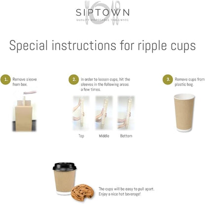 Ripple Paper Cups 8 oz 500 Pack for Coffee & Tea | Bulk 500 Count for Home, Office, Restaurants & Coffee Shops | Recyclable, Insulated, & Disposable 8 Ounce To-Go Cups for Hot Beverages