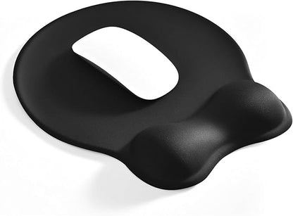 EooCoo Mouse Pad with Contoured Wrist Support to Stabilize Wrist and Relieve Pain, Large Ergonomic Mousepad with Gel Filling, Non Slip PU Base Smooth Lycra Surface for Office, Home