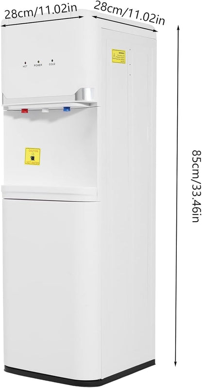Top Loading Water Dispenser for 5 Gallon Bottles, Freestanding Hot Cold & Warm 3-Temperature Water Cooler Dispenser with Child Safety Lock for Home & Office, White
