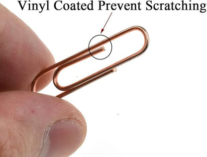HAHIYO Paper Clips 1.3" (33mm) Length Rose Gold Paperclips Vinyl Coated Prevent Scratching Tearing The Pages Sturdy for Bookmark Organize Home Office School 120 Pack